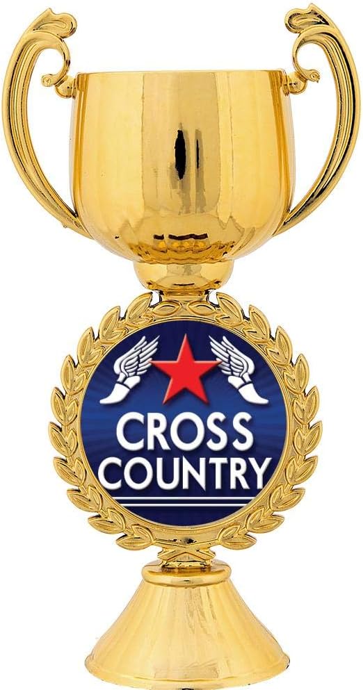 Personalized Cross Country Trophy, 7.25" Gold Cup Running Trophies with Free Custom Engraving