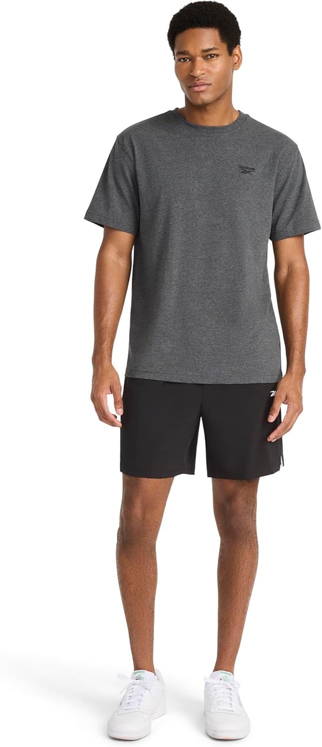Reebok Mens Short Sleeve Crewneck Embroidered T-Shirt, Standard Fit, Lightweight Stretch Cotton Fabric - Image 3