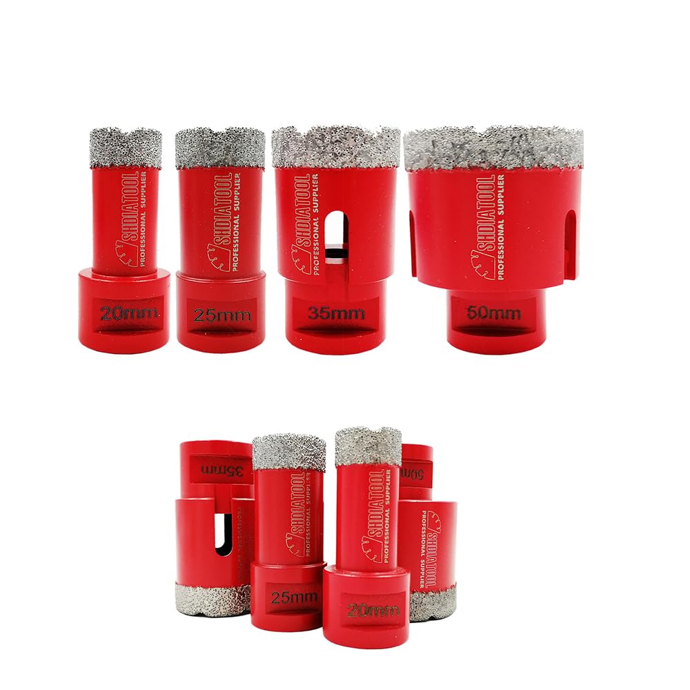 SHDIATOOL Dry Diamond Drill Core Bits 4pcs/Set Dia 20/25/35/50mm Vacuum Brazed M14 Connection for Tile Porcelain Granite Marble