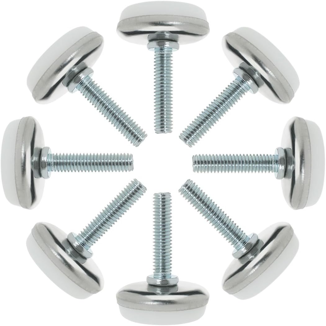 uxcell M6 x 25 x 30mm Screw on Furniture Glide Leveling Feet Adjustable Leveler Pad for Chair Industrial Machine Desk Leg 8pcs