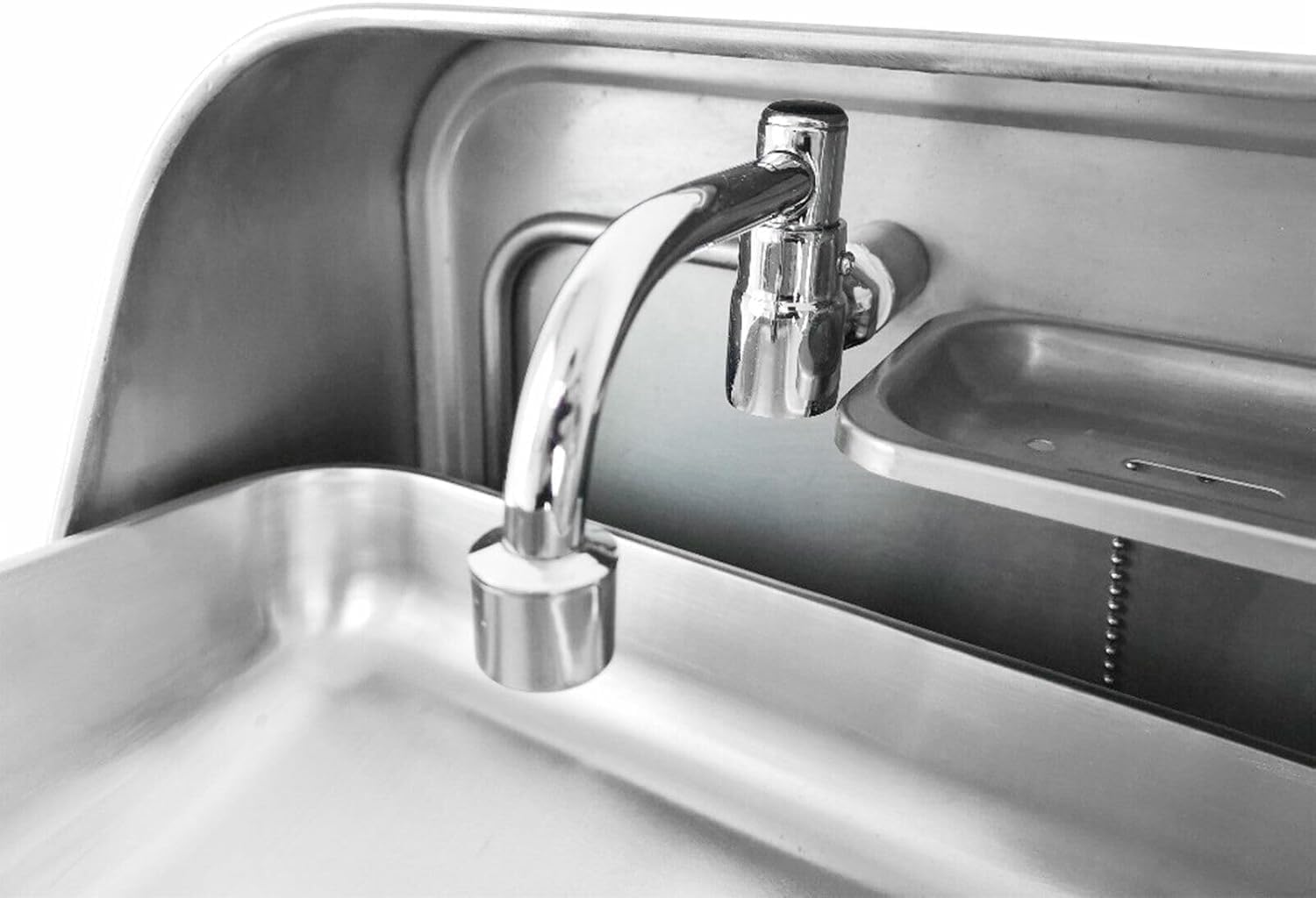 RV Sink, Square Single Bowl Sink Stainless Steel Folding Sink with Curved Faucet Multifunctional Hand Wash Basin for Bars, Food Trucks,