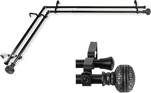 Rod Desyne 4702-282-CORNER - Barra doble para ventana de esquina de 1316 pulgadas, 28-48 pulgadas, color negro