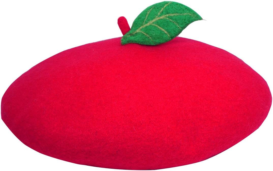 Green Leave Fruit Cosplay Beret Vintage Painter Hat Lolita Kawaii Wool Cap Xmas Gift