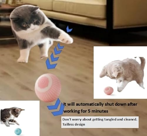 Miniatura 5 de Paquete de 2 juguetes interactivos para gatos, juguetes automáticos móviles para interiores con luces LED, bola rodante inteligente, juguetes