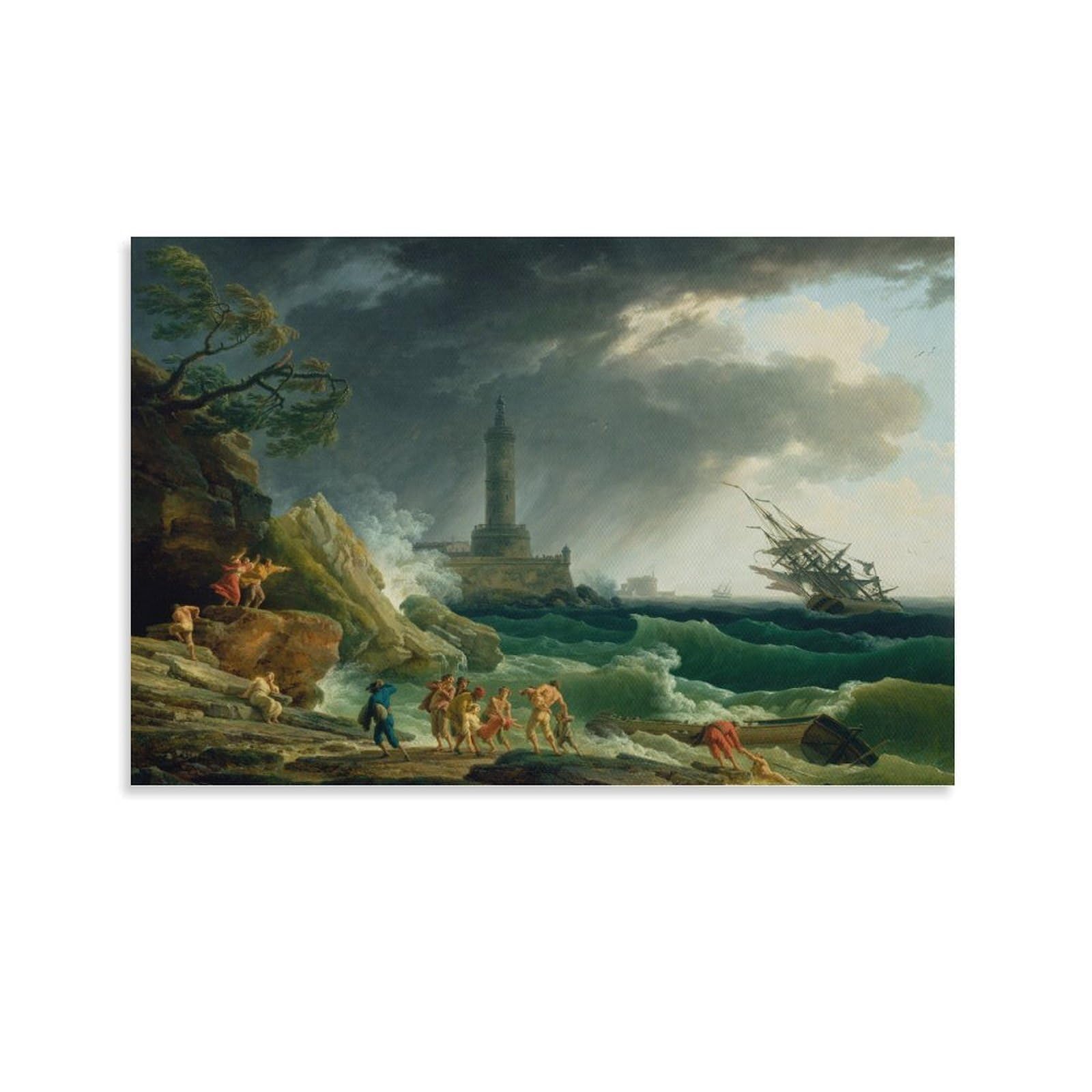Claude Joseph Vernet-A Storm on A Mediterranean Coast Artworks Picture Print Poster Wall Art Painting Canvas Decor Home Posters Decorative 16x24inch(40x60cm)