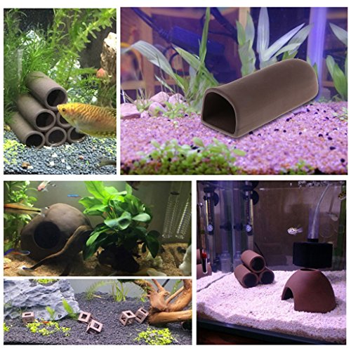 Aquarium Fish Tank Cave Shelter, Ceramic, for Shrimp Fish Spawn Live Hide Ornament Breeding, natural - Image 3