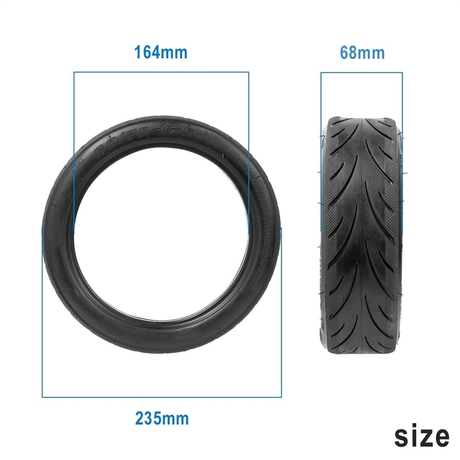Recambio Rueda Patinete EléCtrico Neumático exterior de 10 pulgadas, Uso apto para scooter eléctrico 60/70-6.5 delantero y trasero Neumáticos cámara interior 10x2/2.125(Outer tire)