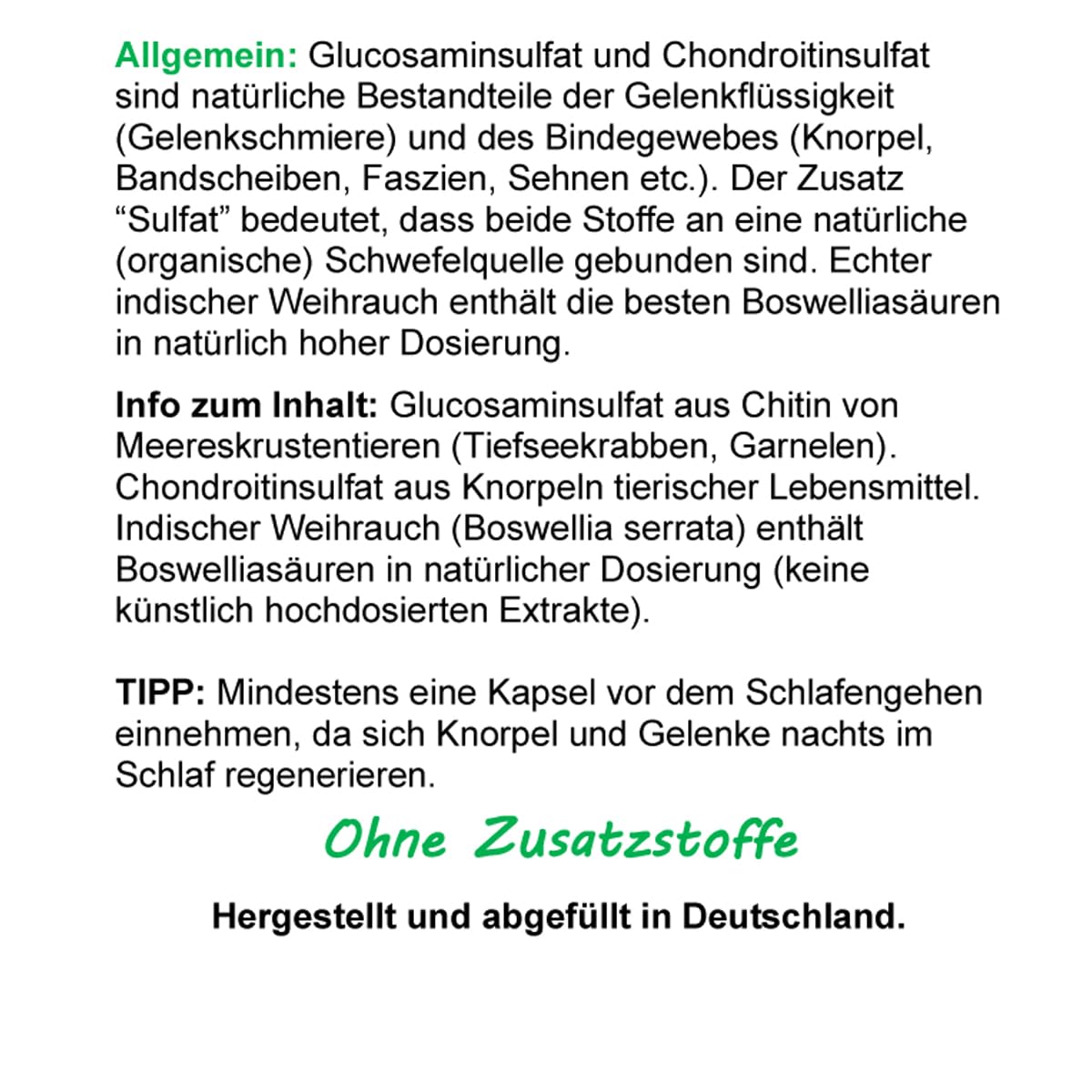 KNORPEL & GELENKE Komplex - BINDEGEWEBE aufbauen & straffen bevor Knie & GELENKE schmerzen. BOSWELLIA Weihrauch + Glucosamin + Chondroitin 720 (2x360) Kapseln - OHNE ZUSATZSTOFFE. 27170-6