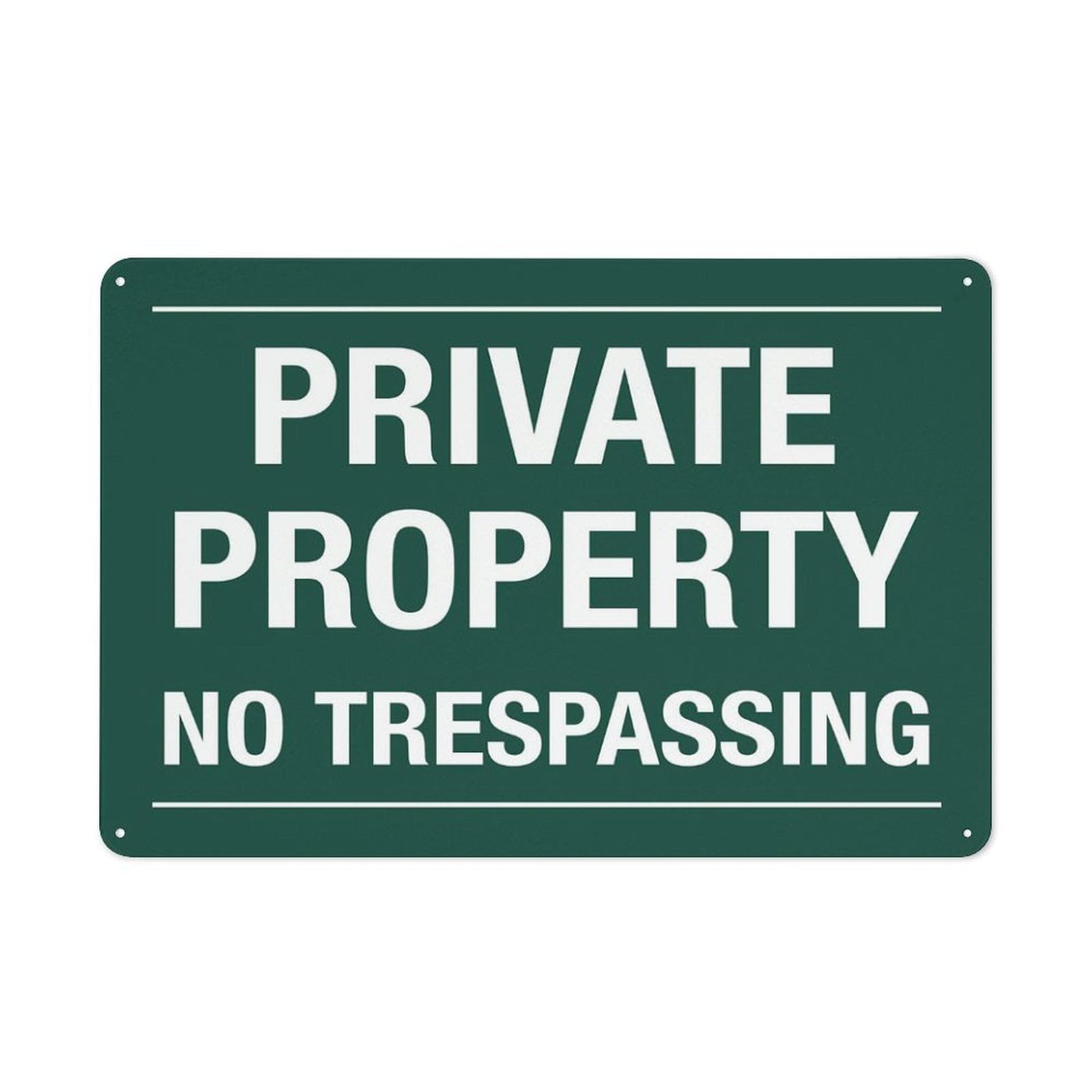 Private Property No Trespassing (Green) Sign - Rustproof Aluminum 12"x8", Multicolor Outdoor Use for Home & Business