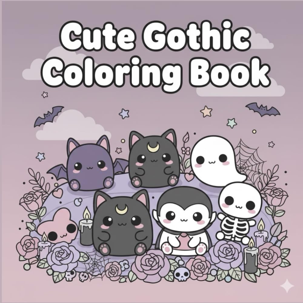 Gothic Kawaii Coloring Book: Cute Spooky Scenes in Bobby Goods Style – Adorable Gothic Creatures, Witches, Castles and More for Relaxing Coloring Fun
