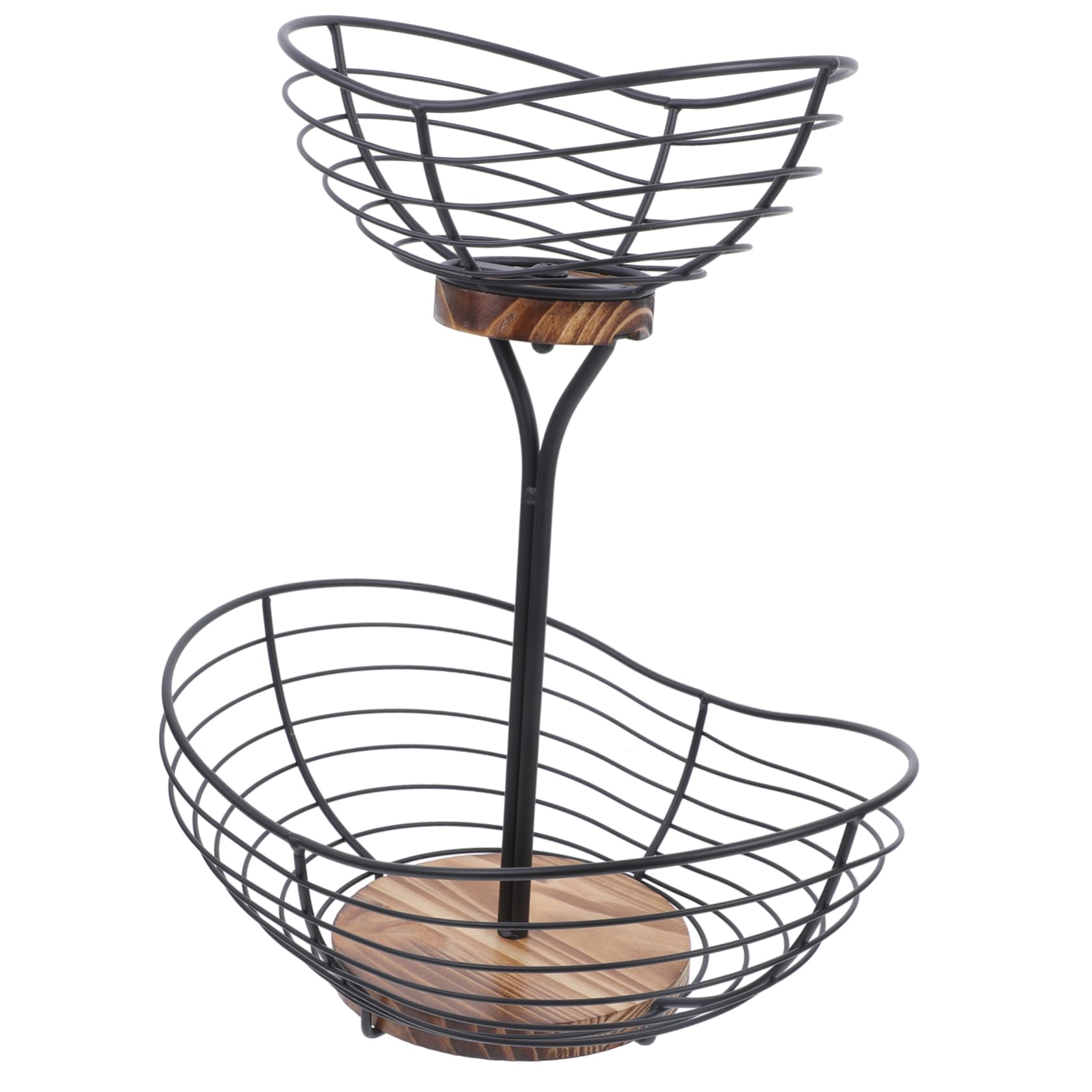 Corbeille de fruits à double couche Ciieeo et serviteur noir en bois pour comptoir
