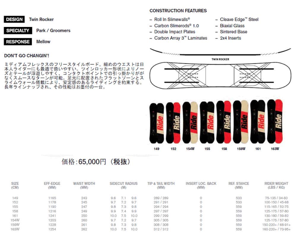 Amazon | 17-18 RIDE/ライド MACHETE メンズ 板 スノーボード 2018 158