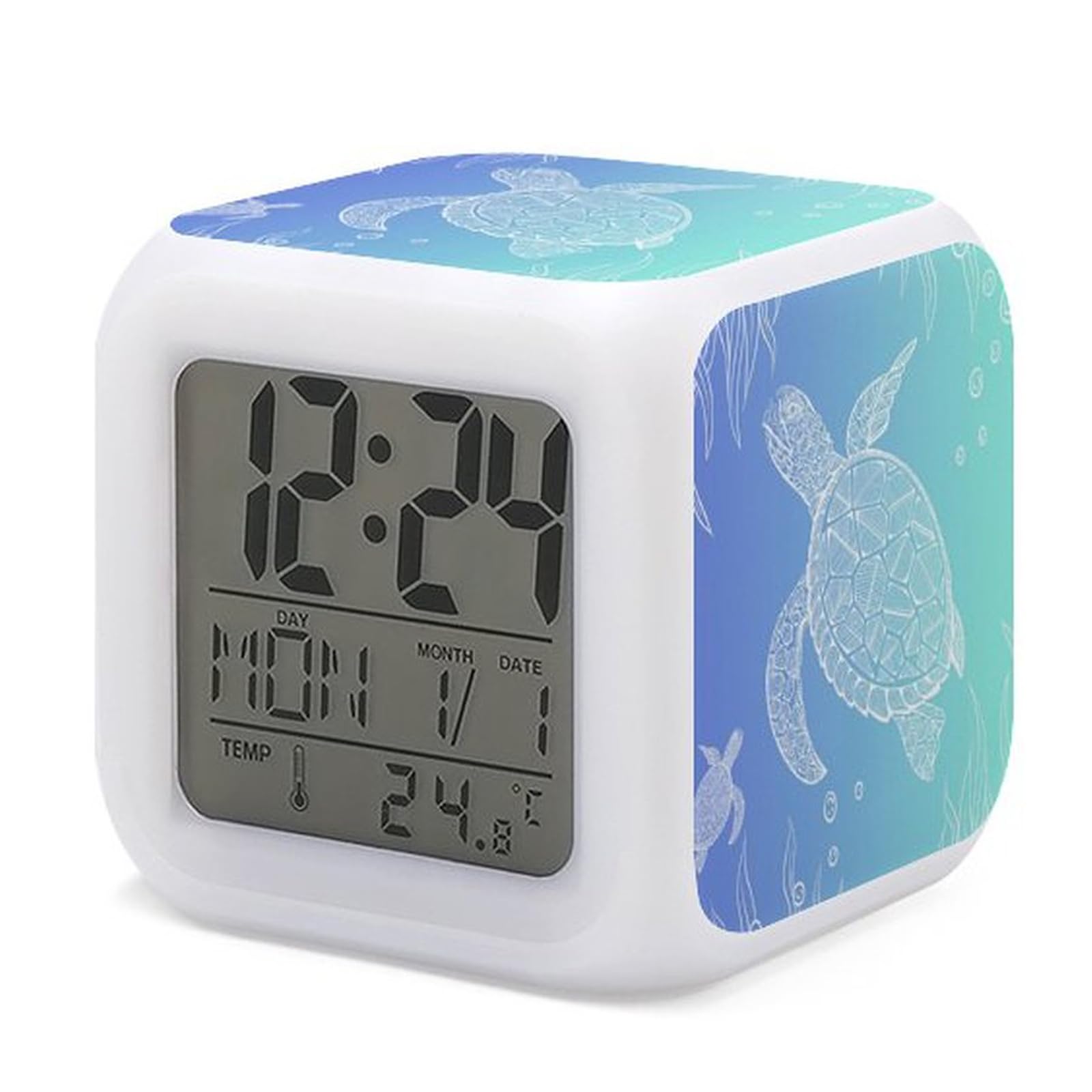 Photo 1 of XUWU Sea Turtle Alarm Clock for Kids Boy Girl 7 LED Color Changing Wake Up Clock Home Decor Bedroom Digital with Temperature Display