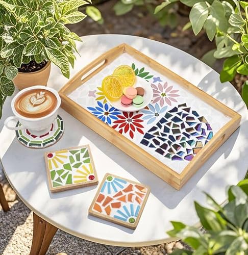 image for Youway Style Iridescent White Mosaic Tiles for Crafts Bulk,200g White 