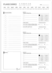 Bloco Planner/Plano Diário A5 Gluuck, 50fls, 90g/m² Inspirado na Técnica Pomodoro Para Manter o Foco e Organização