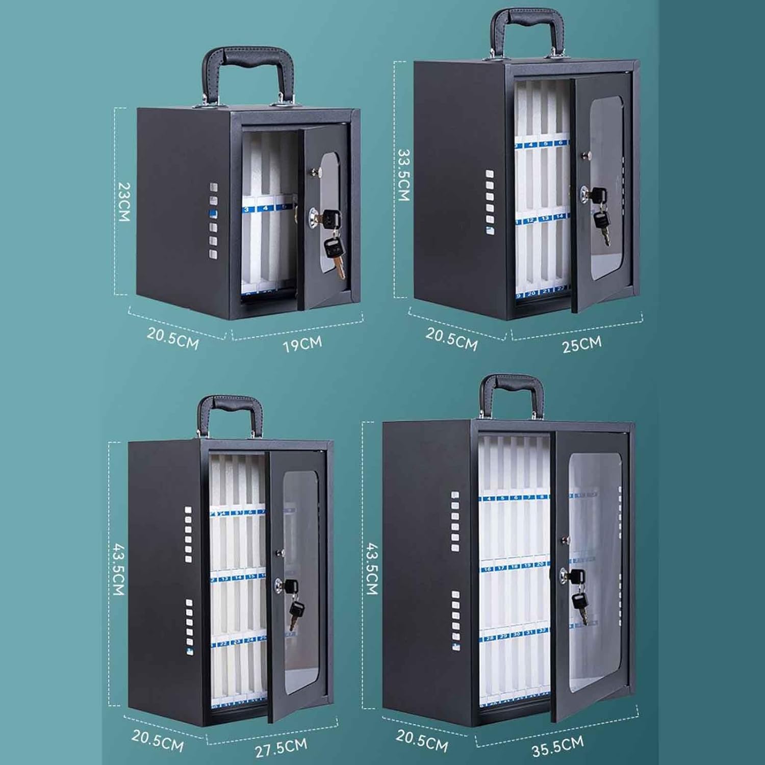 Wall-Mounted Steel Mobile Phone Safe Deposit Box with Safety Lock - Handheld Cabinet for Offices, Factories, Classrooms, Meeting Rooms - Cooling Hole (48-Bit)