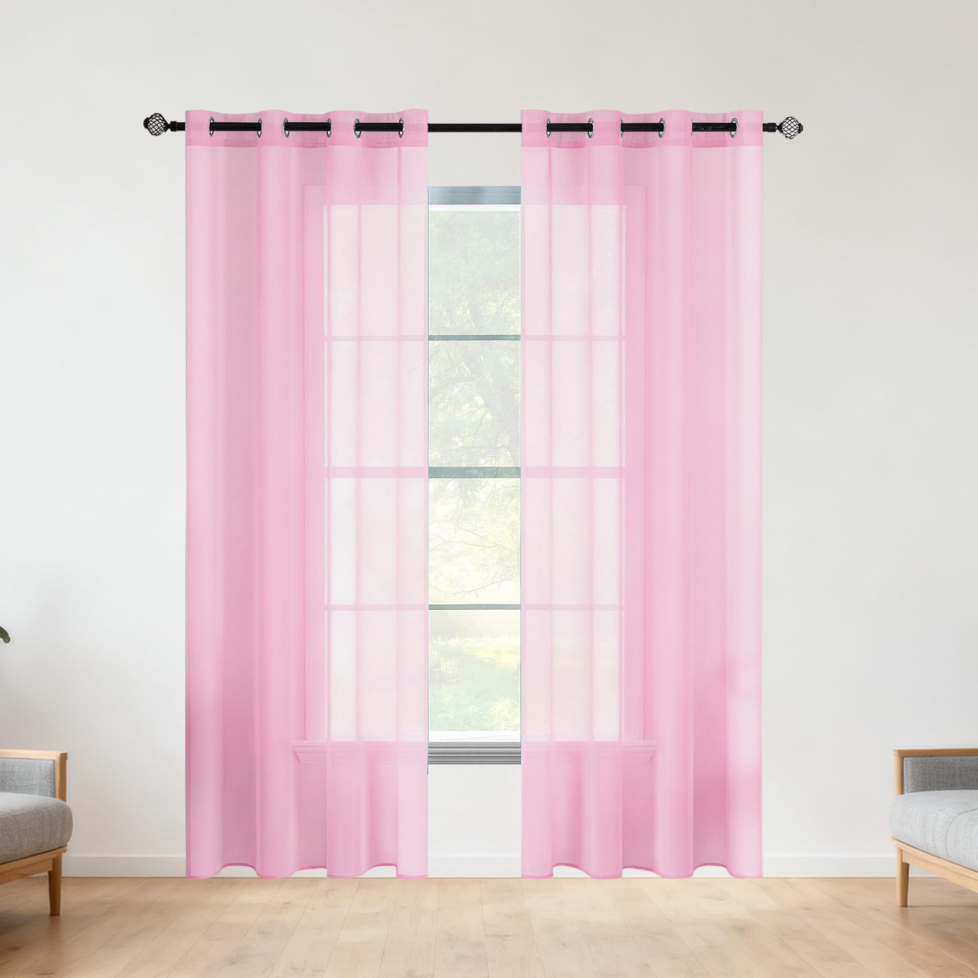 Voilage fenetre rose 280x330 grand rideau de haute qualité de salon
