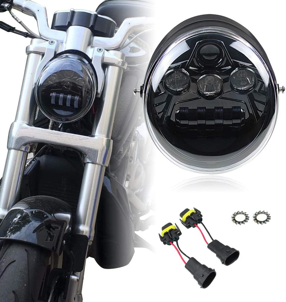 LED Protector Vrod headlight Fit for Motorcycle VRSC VRSCA VRSCAW VRSCB VRSCF VRSCSE VRSCSE2 VRSCR VRSCX VRXSE V-Rod V-Rod Muscle Screamin Eagle CVO V-Rod Street Rod(Black)