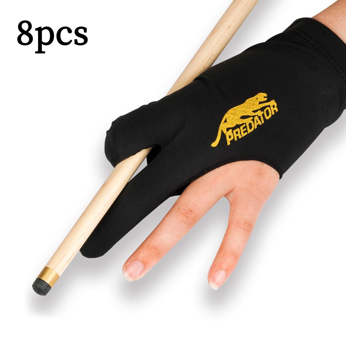 Guanti da biliardo a tre dita estensibili Nero Rete traspirante nylon 8 Pcs