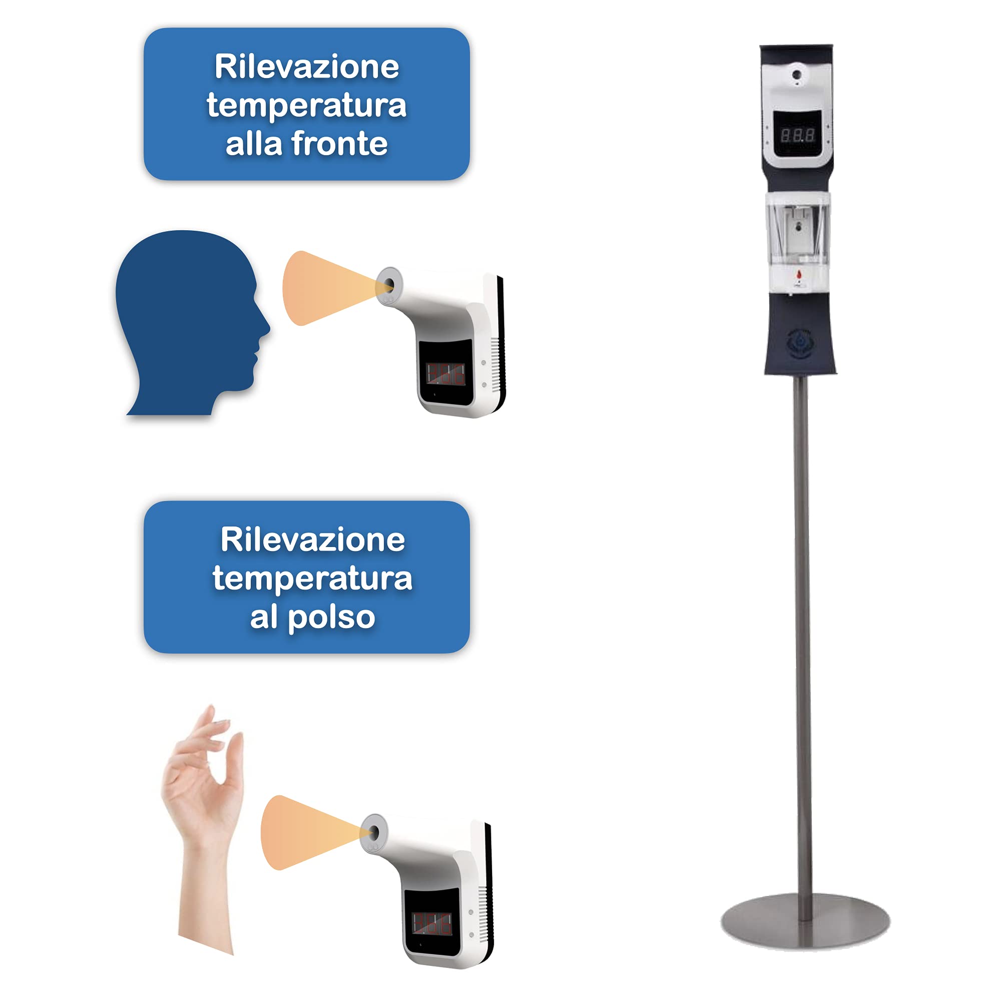 Dispensador gel hidroalcoholico y termometro digital certificado | termometro infrarrojos sin contacto | dispensador automatico de desinfectante manos