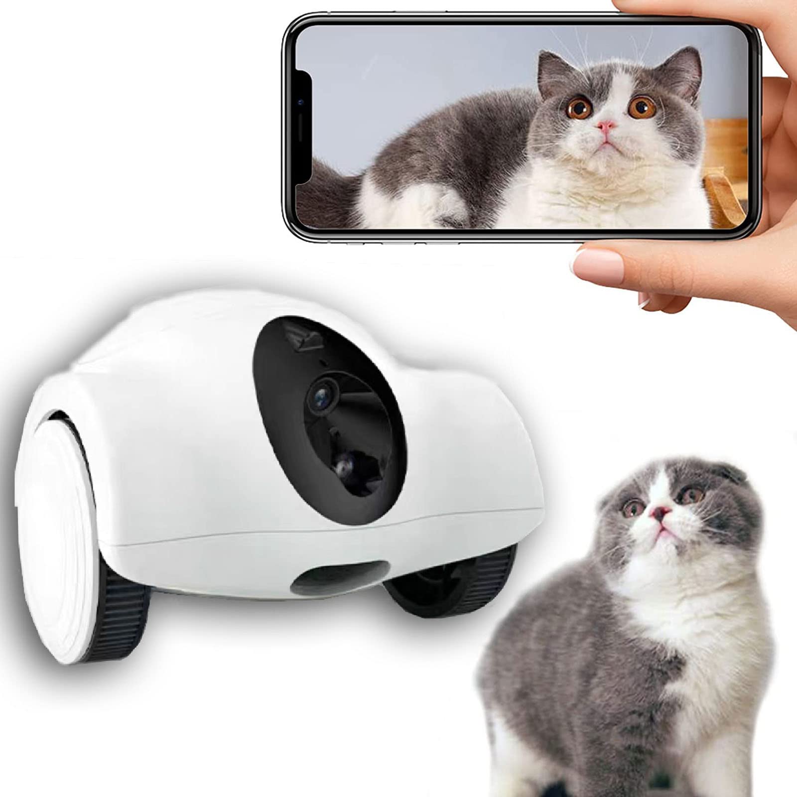 NOWLIN Mascota Asistente Gato Perro cámara móvil Inteligente Beweegbare Robot para Mascotas para Entretenimiento de Seguridad para Mascotas