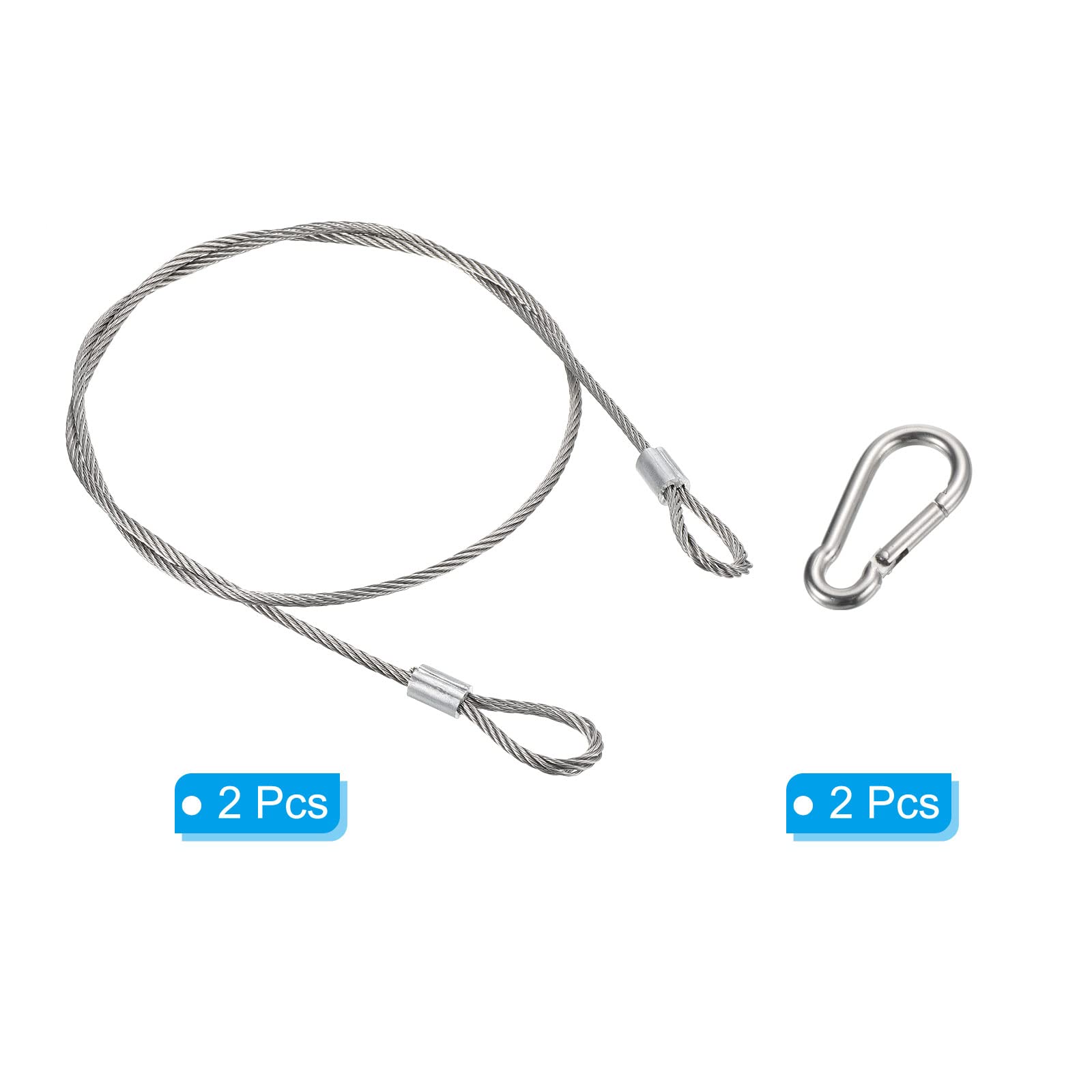 PATIKIL 6.5Ft Safety Cable Lock, 4 Pack Stainless Steel 2mm Dia