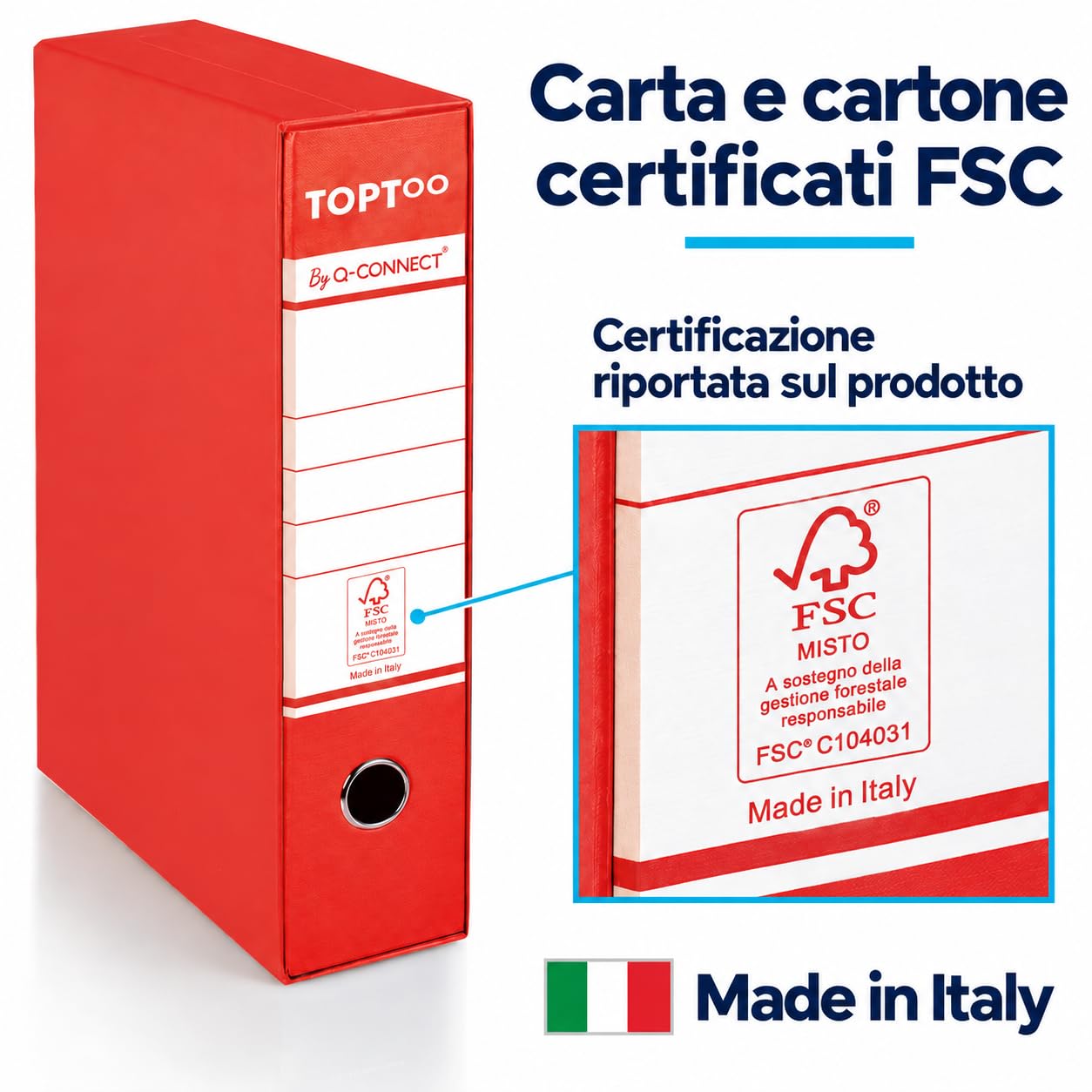 Registratori Commerciali con Custodia Confezione da 9 Pezzi Dorso 5 cm 28,5 x 32 cm Rosso FSC 0201042/QM.RO