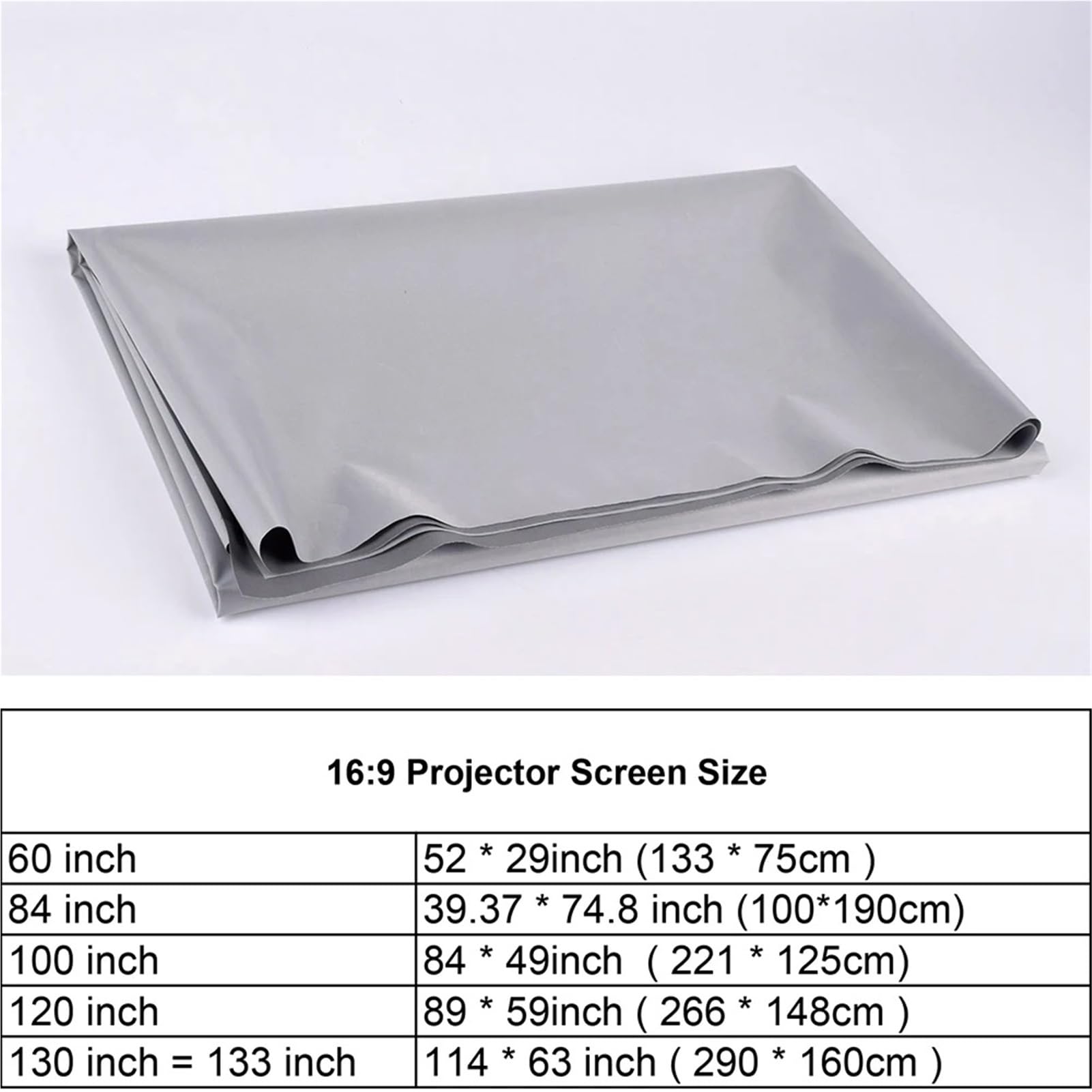 Schermo di proiezione riflettente ad alta luminosità da 60 a 130 pollici 16:9 in tessuto for proiettore domestico,Tessuto di tela cinematografica(130 inch)