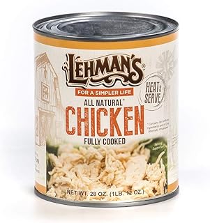Lehman's All Natural Canned Chicken Meat No Preservatives Long Shelf Life, 28 Oz
