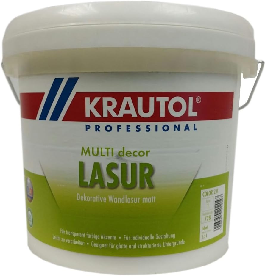 Krautol Professional Decorative Wall Glaze, Opaque Multi Decor Varnish – Clear Matt Abtön Bar 2.5 Litres
