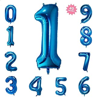 40 Inch Blue Jumbo Digital Number Balloons Huge Giant Balloons Foil Mylar Balloons for Birthday Party,Wedding, Bridal Shower Engagement Photo Shoot, Anniversary (Number 1 Blue Balloon) - coolthings.us