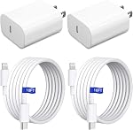 iPhone Fast Charger [MFi Certified] 2 Pack, 20W USB-C Wall Charger Adapter with 10FT USB-C to Lightning Cable, Type-C Charging Plug Compatible with iPhone 14/13/12/11 Pro Max/XS/XR/iPad, White