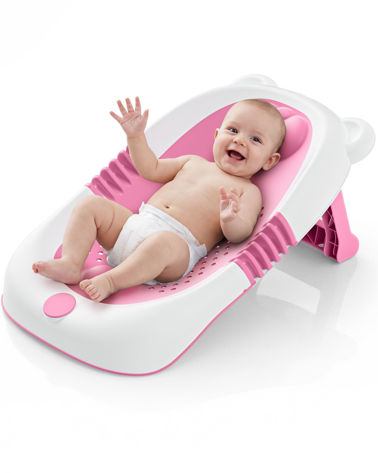 Baignoire pliable pour bébé avec support, siège de bain nouveau-nés, ventouses antidérapantes 0-6 mois