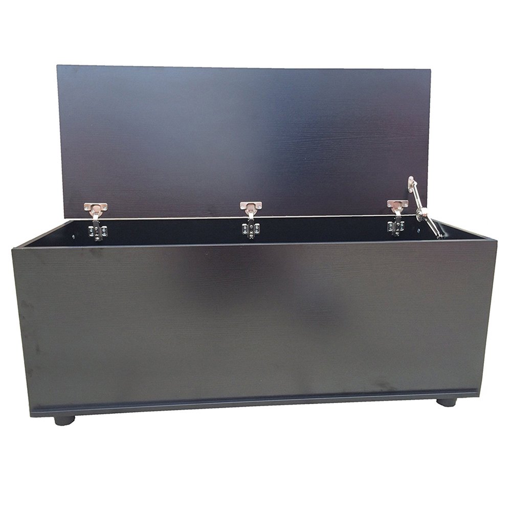 Warmiehomy Large Storage Chest Wooden Toy Box Ottoman Storage Bedding Trunk Cabinet with Hinged Lip 100 x 40 x 40cm (Black)