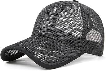 Quick-Dry Full Mesh Baseball Cap - Unisex Adjustable Sun Hat Summer Breathable Dad Cap for Outdoor Sports