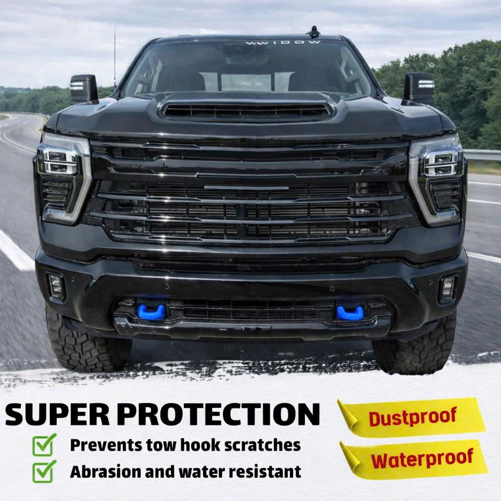 Coperture per gancio di traino compatibili con Chevy Silverado 2500/3500 HD 2020-2026, gomma siliconica, rosso e bianco, design di aggiornamento (blu)