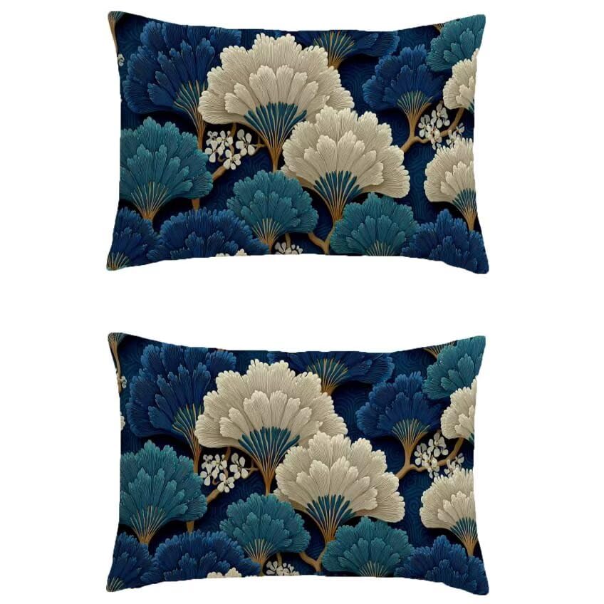 Housse coussin exterieur 50x70 contre la pluie : taie oreiller lin impermeable turquoise