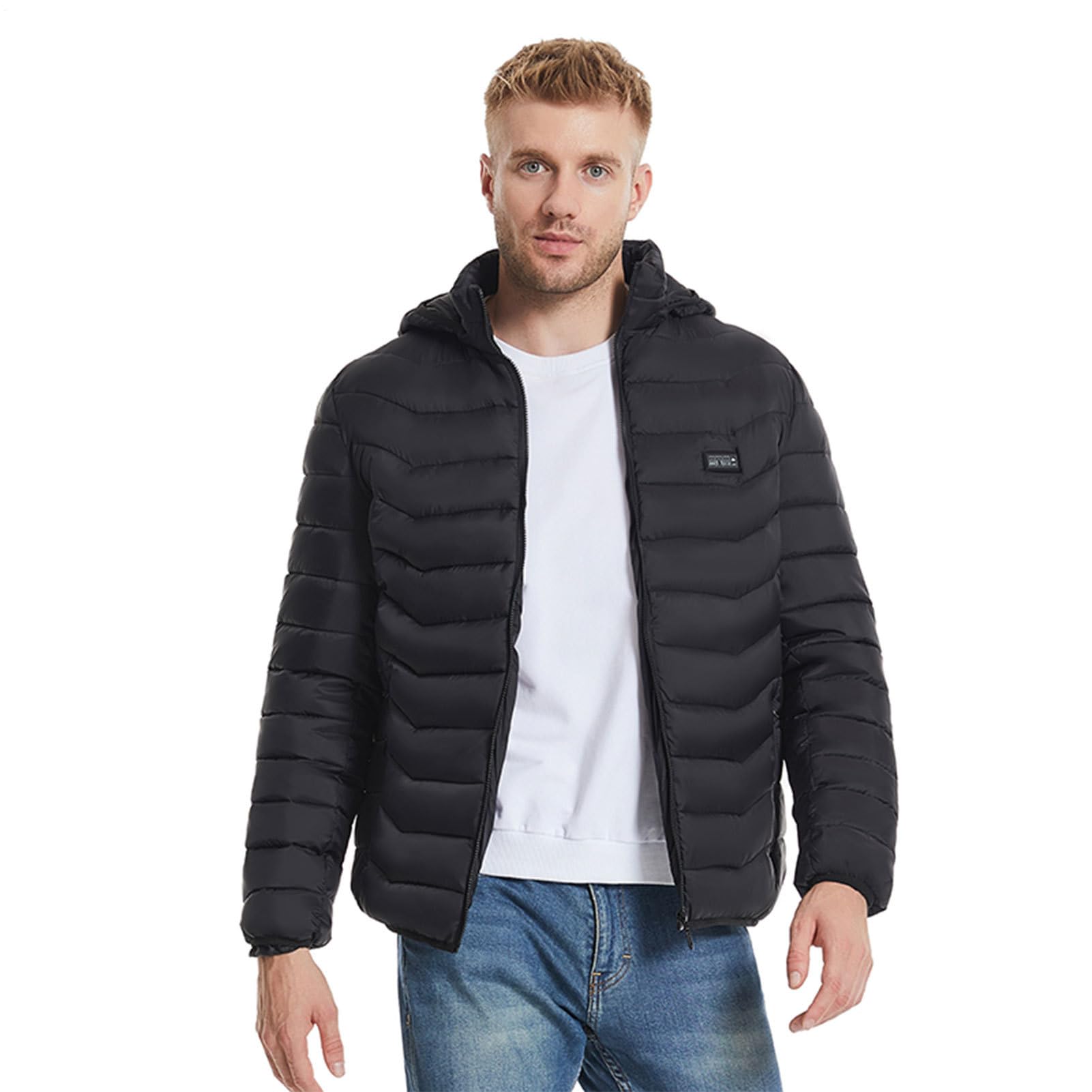 Chaqueta calefactable, Abrigo calentado, Chaquetas cálidas Abrigo térmico Calentador de cuerpo de invierno, Chaqueta con calefacción USB de 3 velocidades Chaquetas de esquí para hombre para escalada