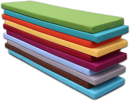 Hruile Cojín largo para banco de jardín de 2 y 3 plazas con lazos de fijación, almohadilla de asiento de banco de 2.0 in de grosor, almohadilla de