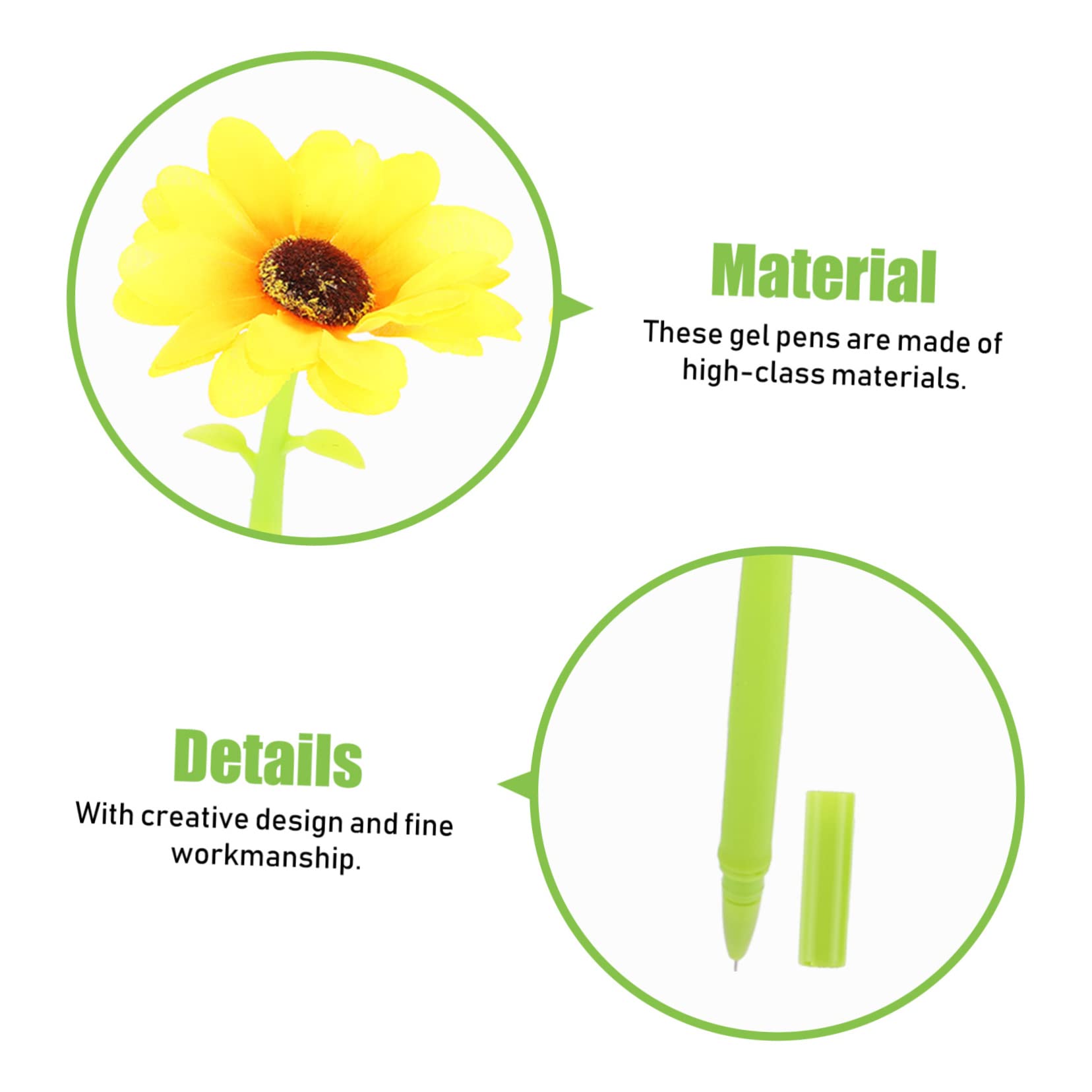 NUOBESTY Lot De 4 Stylos Mignons Pour Femmes Pointe Fine En Forme De Tournesol Outils Décriture Pour Étudiants Fournitures De Bureau Portables 4 Pièces X 4