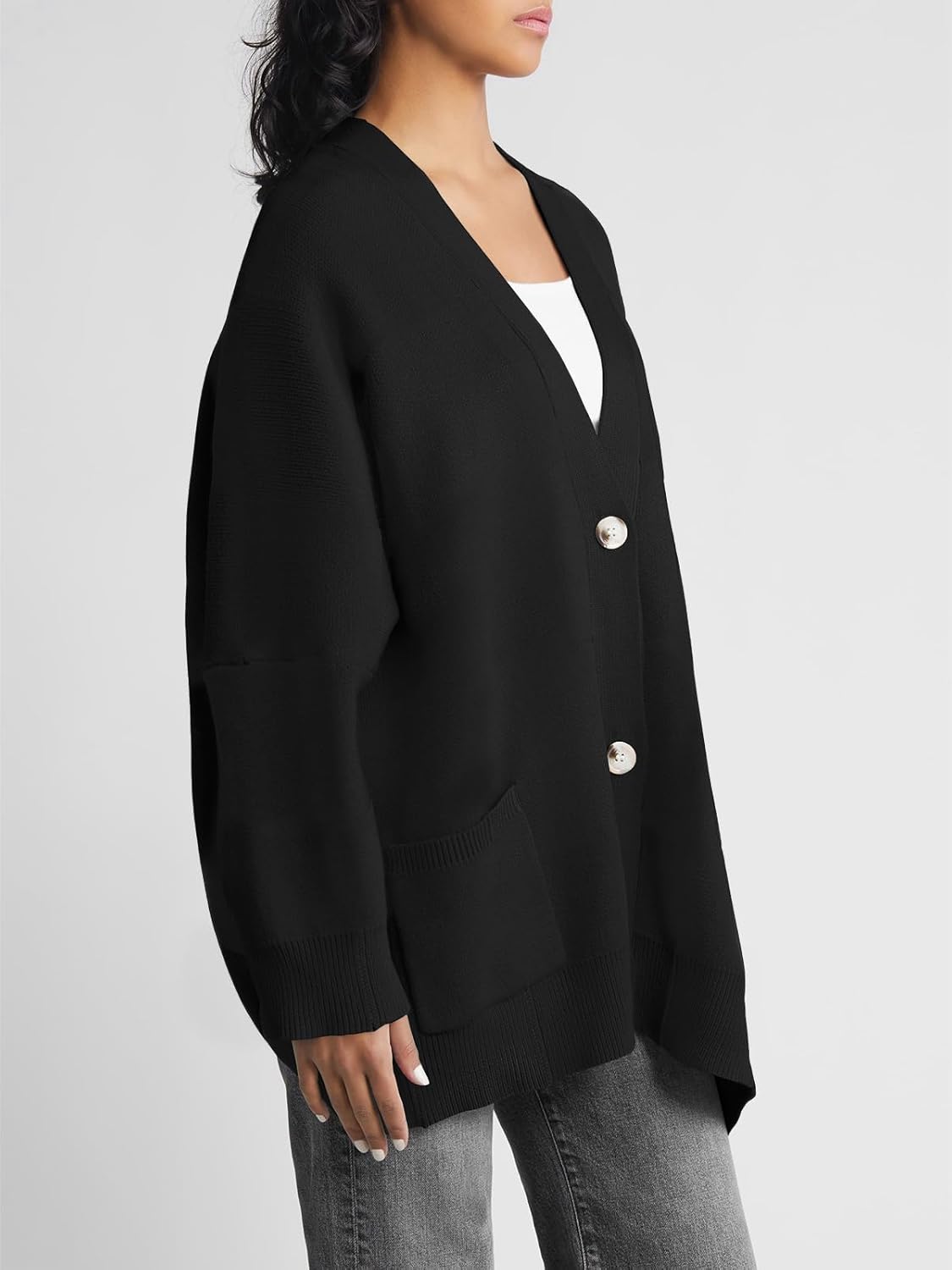 Saodimallsu Womens Checkered Sweater Color Block Plaid Oversized Cardigan Long Sleeve V Neck Button Down Knit Coats - Image 3