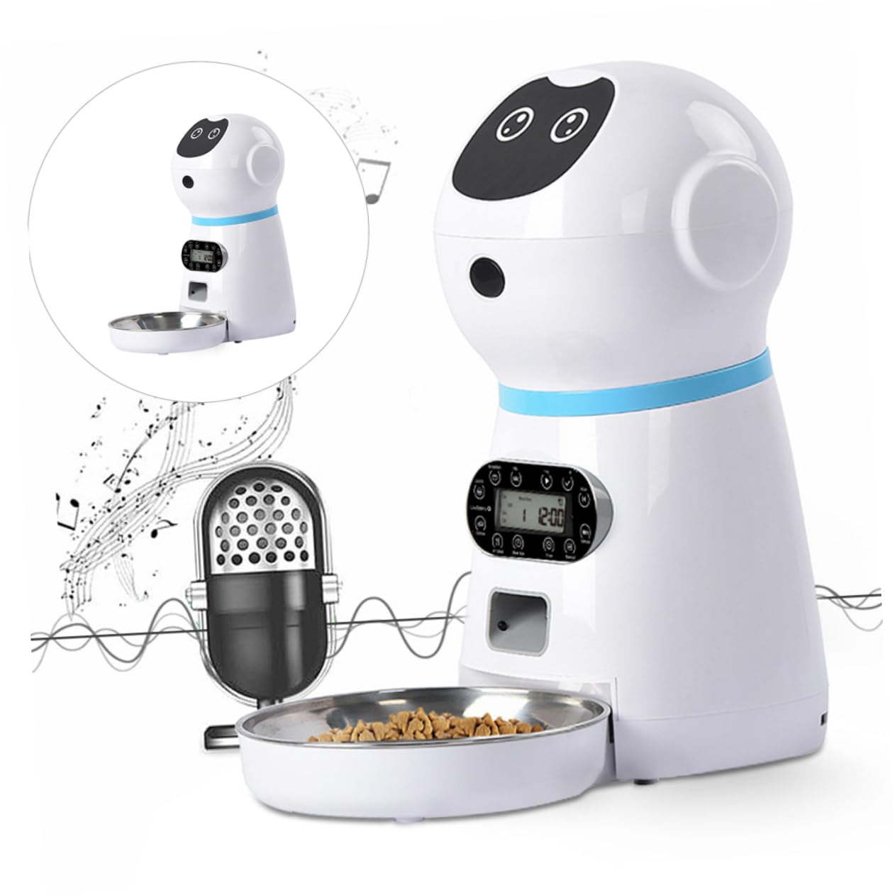 FOMIYES Comedero Automático Diseño de Goma Flexible con Temporizador Digital para Gatos y Alimentación Programable Capacidad 3.5l para Uso Doméstico