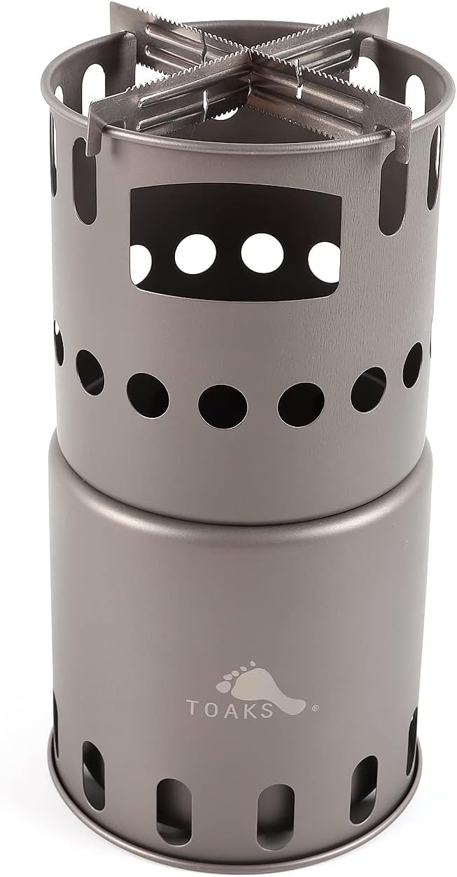TOAKS Titanium Backpacking Wood Burning Stove Portable Camping Wood Stove Outdoor Cooking System (STV-11)