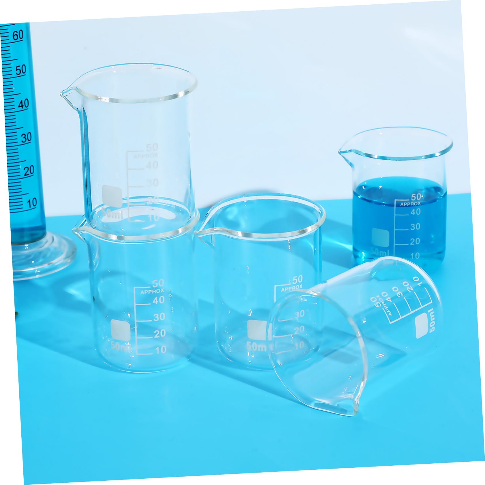 Becher da Laboratorio in Vetro Graduato 50ml 20 Pezzi | Misurazione Precisa, Facile da Pulire, Forniture per Chimica e Uso Scolastico