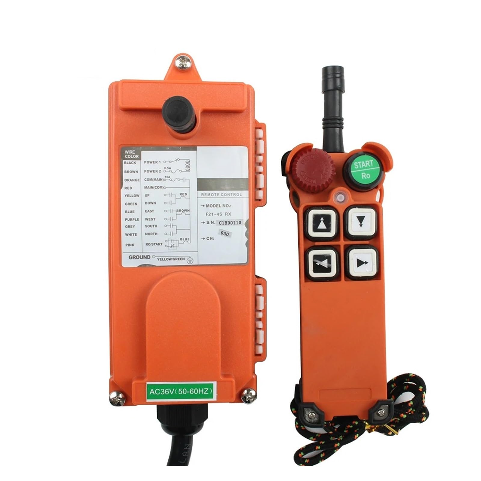 Mining 1 Pressure Meter 380V 2V 4 Channel Red Industrial Wireless Radio Remote Controller Switch For Crane Receiver+ Transmitter F2-4S(110)