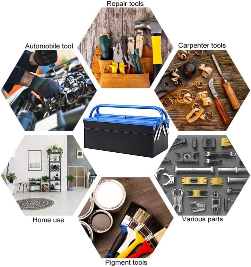 Boîte à outils en métal durable avec poignées cantilever renforcées