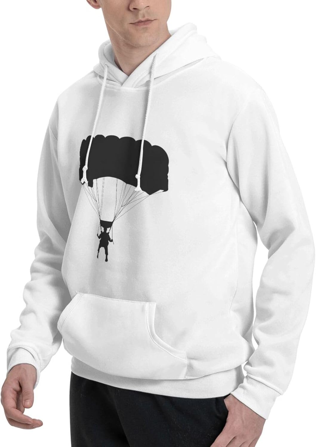 Skydiving Silhouette Men's Tops Sweater Polyester Pullover Hoodies Casual Hoody Outwear Jersey Jackets with Pocket