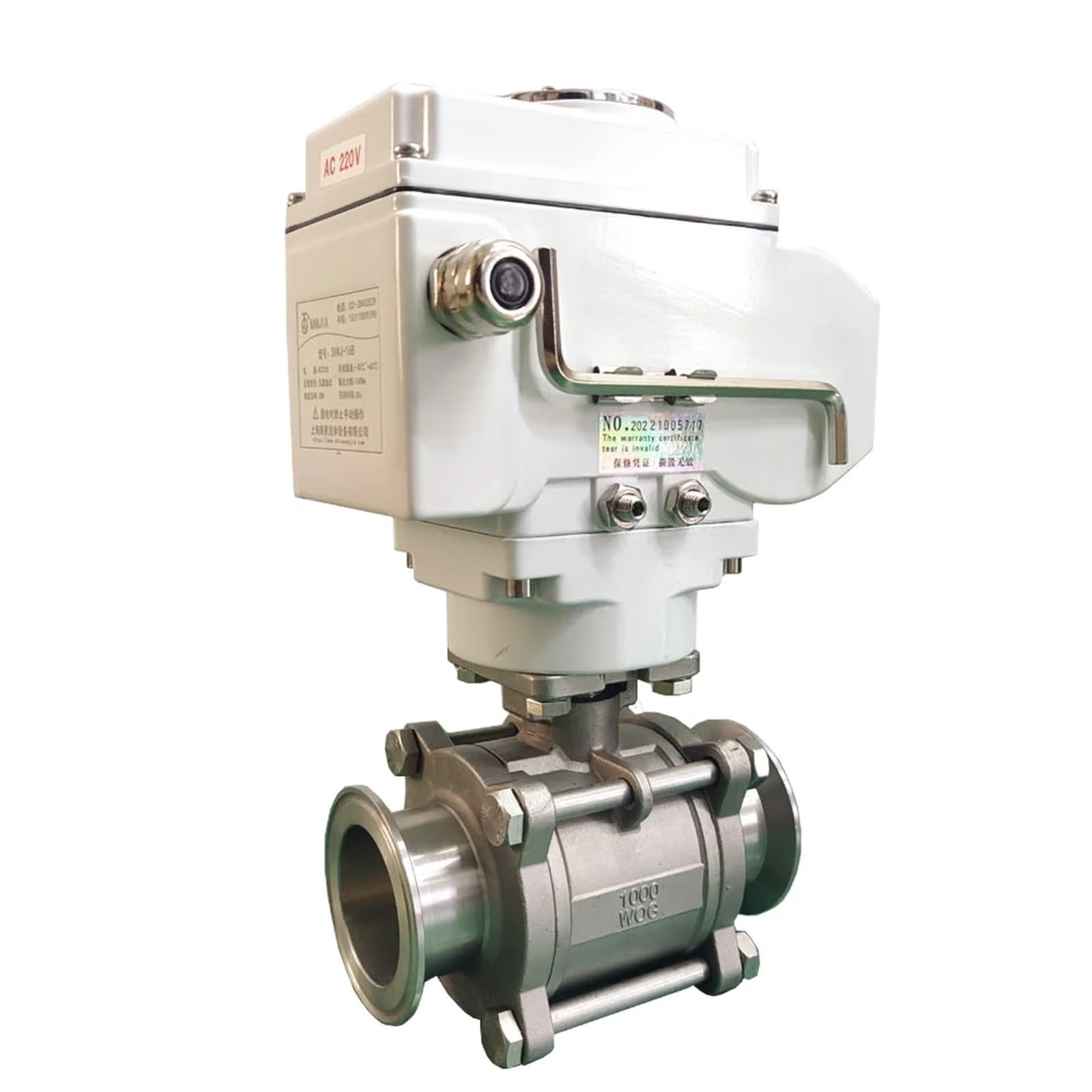 JNURGWLYH DN65 Stainless Steel High Platform Motorized Ball Valve 220VAC Tri-Clamp Ferrule Type Electric Ball Valves(220VAC)