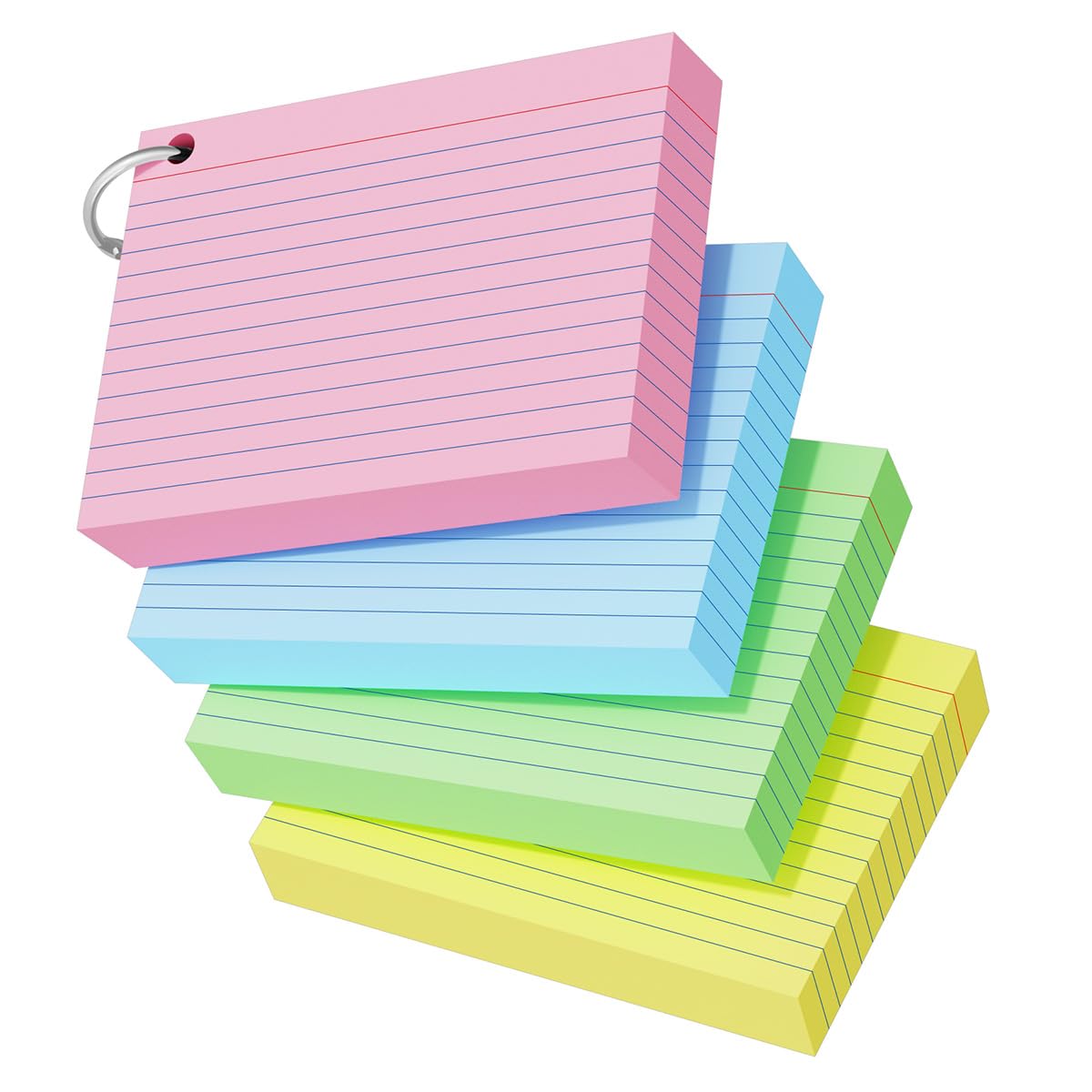 200PCS Flash Cards Revision with Ring Binder, A6 (10.2CM x 14CM), Coloured Flashcards for Revision Kraft Paper, Double-Sides Ruled Cue Cards Record, Colourful Index Study Cards for School Home Office