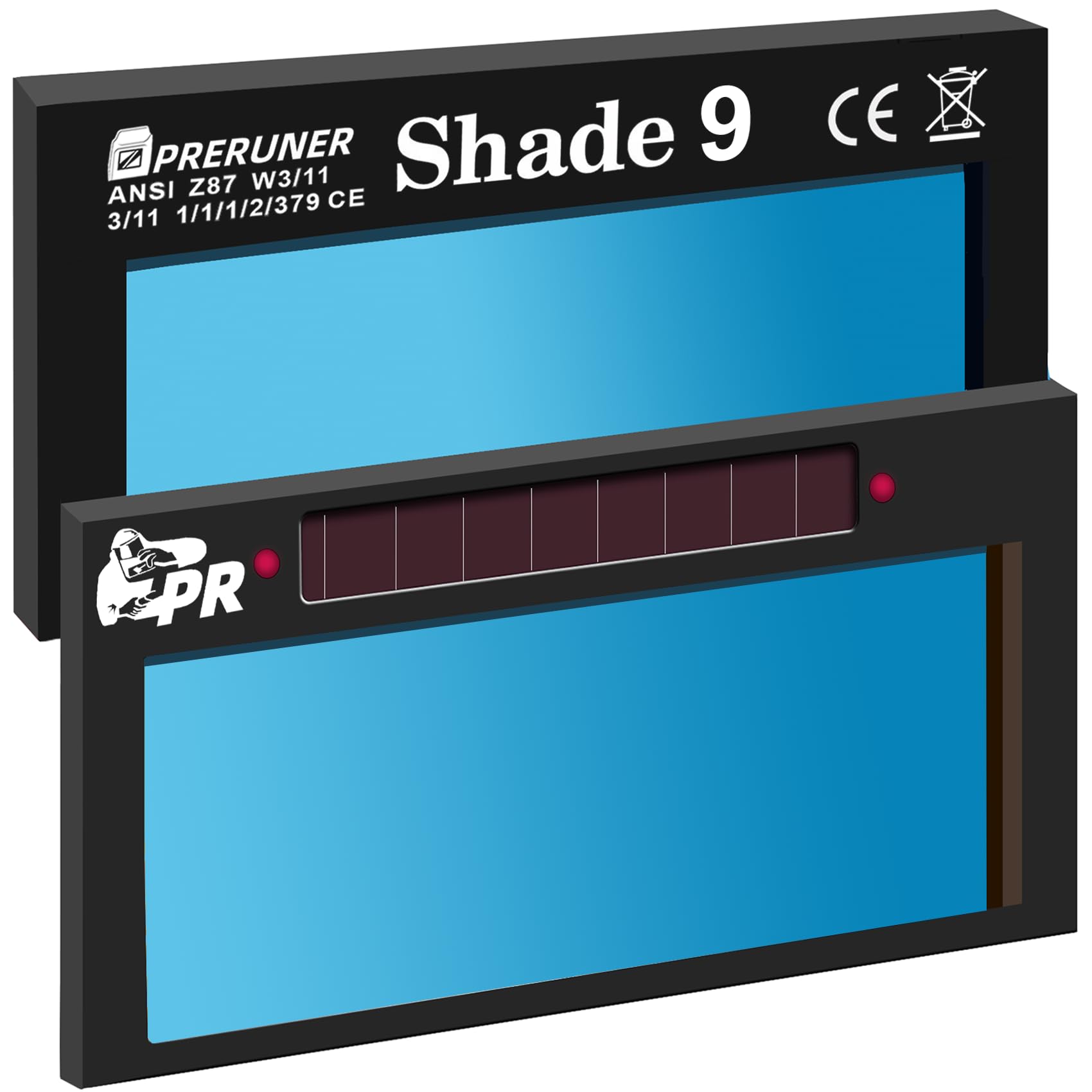 Core Series HD Shade 9 Auto Darkening Welding Lens | 2"x4 1/4"x 0.2" Welding Lens | No Coating | Ture Color View | Sugar Scoop/Pancake Welding Hood